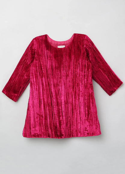 Velvet Charm Fuchsia Flare Dress