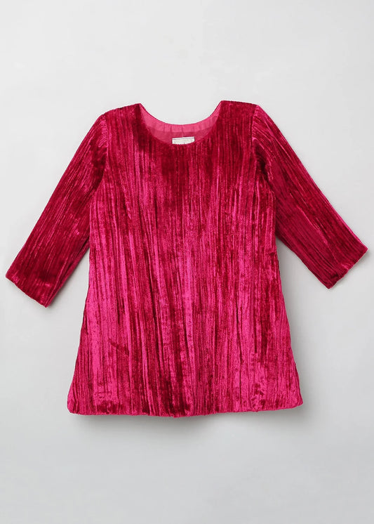 Velvet Charm Fuchsia Flare Dress