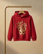 Load image into Gallery viewer, Red Hoodie Sweatshirt with Gold Foil Print
