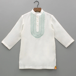Load image into Gallery viewer, Boys Ivory Chanderi Embroidered Kurta Pajama Set for Festive &amp; Wedding Wear
