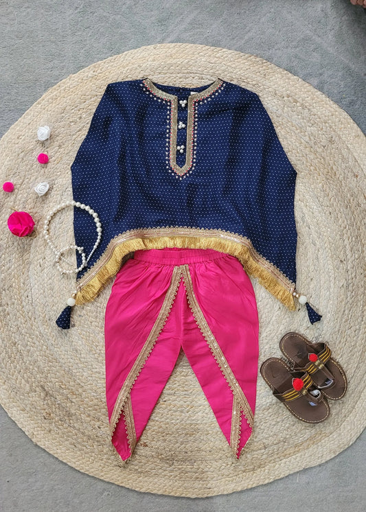 Embroidered Kaftan and Silk Dhoti Set