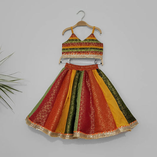 Girls Multicolor Banarasi Lehenga Set