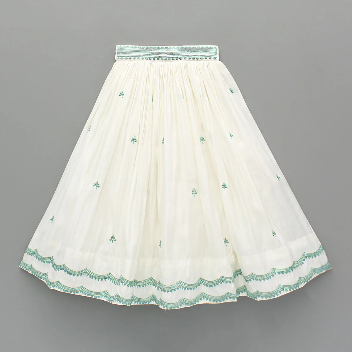 Girls ivory embroidered lehenga choli set with dupatta for festivals