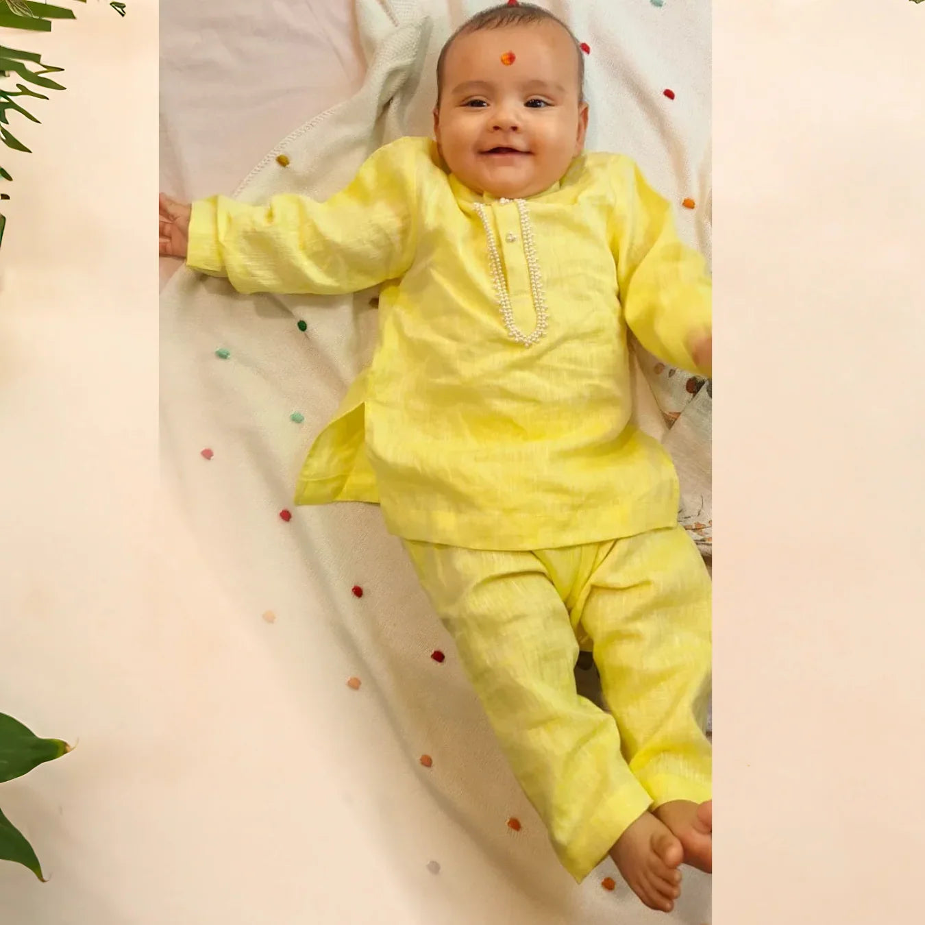 Lime yellow pure linen short kurt’s pajama set