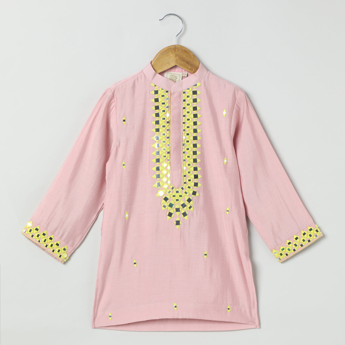 Dusty pink chanderi silk  kurta with pyjama set