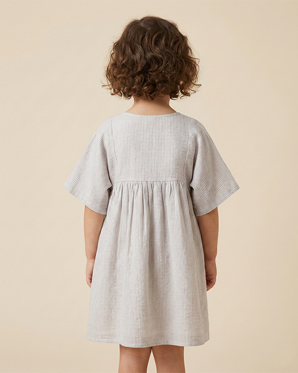 Neutral Beige Premium Cotton Dress for Girls | Soft & Comfortable Kidswear