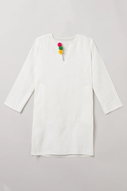 BYB White Cotton Kurta Pajama Set
