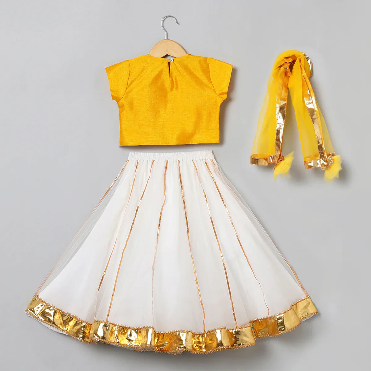 Yellow & White Gota Work Lehenga Set
