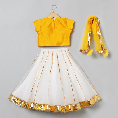 Yellow & White Gota Work Lehenga Set