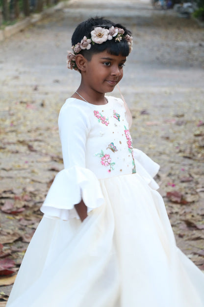 White Organza Gown for Girls