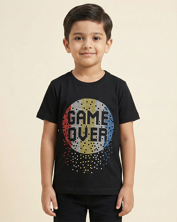 Alluring luxe  black gel printed t shirt