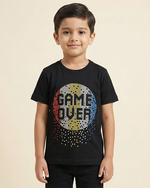 Load image into Gallery viewer, Alluring Luxe  Black gel printed T-shirt
