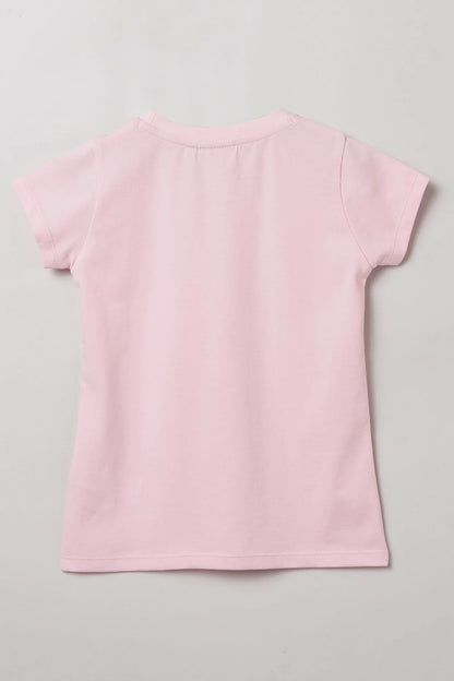 Baby Pink "Believe" Print T-Shirt for Girls