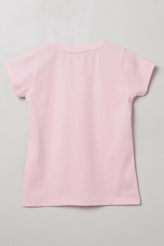 Baby Pink "Believe" Print T-Shirt for Girls