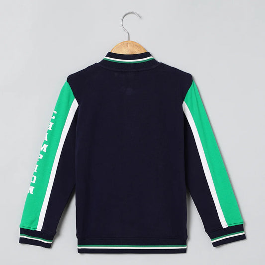 Game On Varsity Cotton Bomber Jacket – Navy Blue