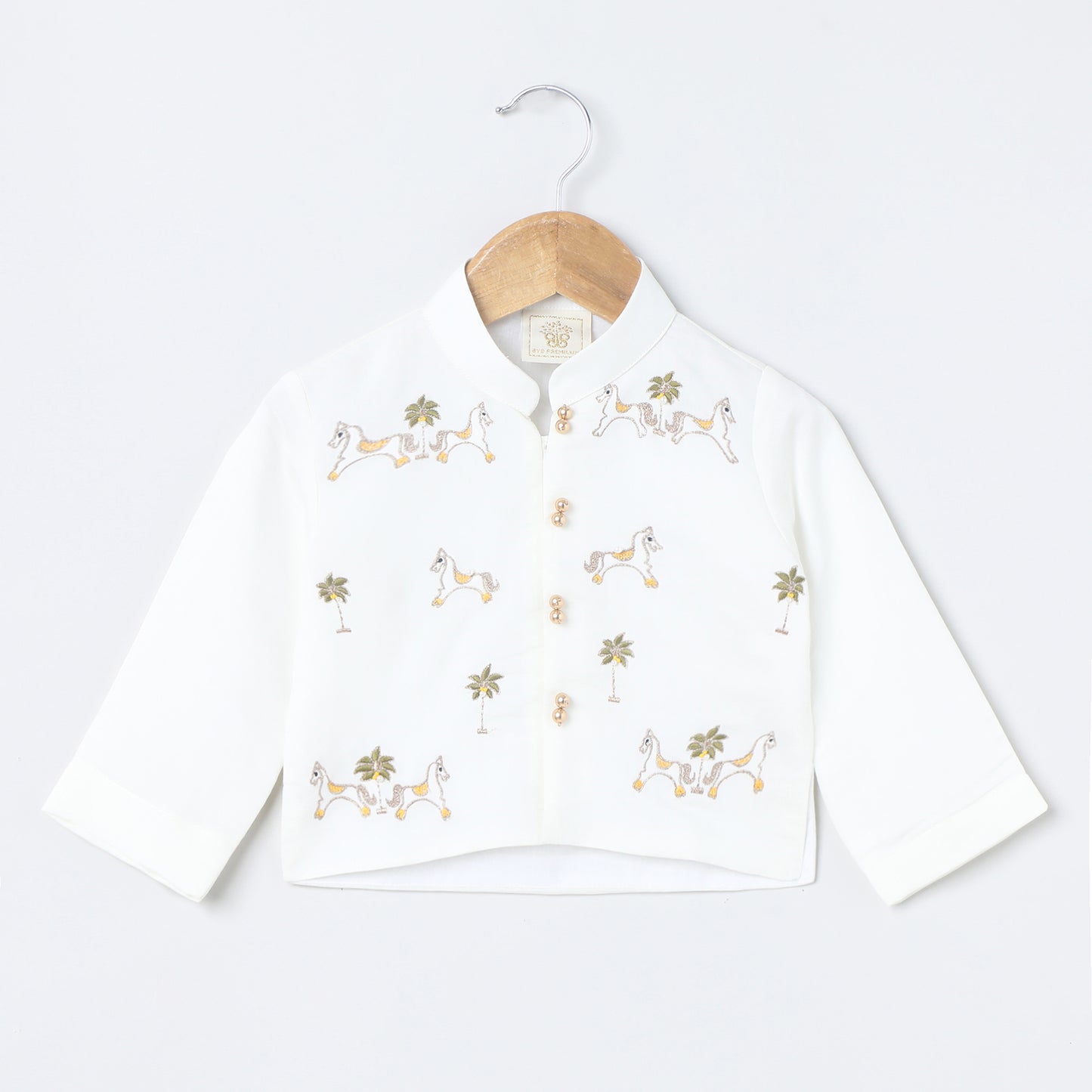 Off-White Kurta Dhoti with Pearl Embroidery