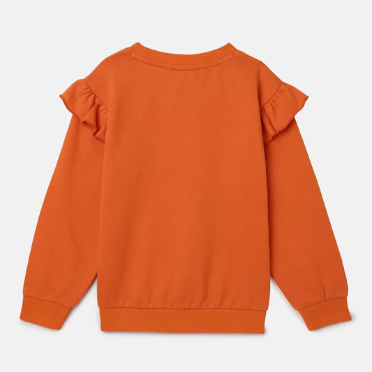 Orange Sweatshirt with Sequin Butterfly Embroidery
