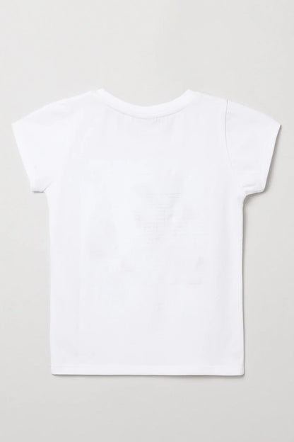 White Bird & Flower Printed T-Shirt with Sequin Detail