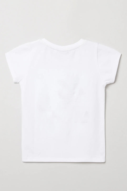 White Bird & Flower Printed T-Shirt with Sequin Detail
