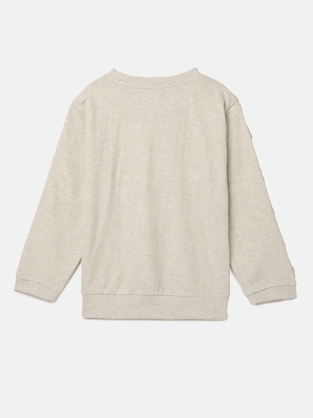 Ecru Melange Sweatshirt with Pearl Heart Embroidery