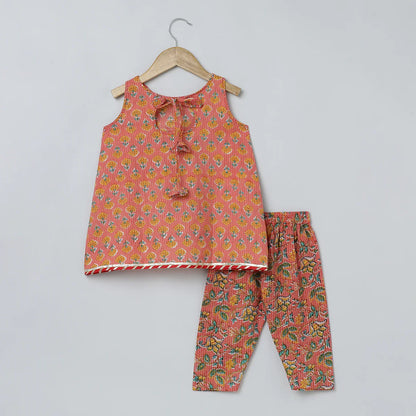Light Orange, Red & Yellow Ethnic Set for Girls