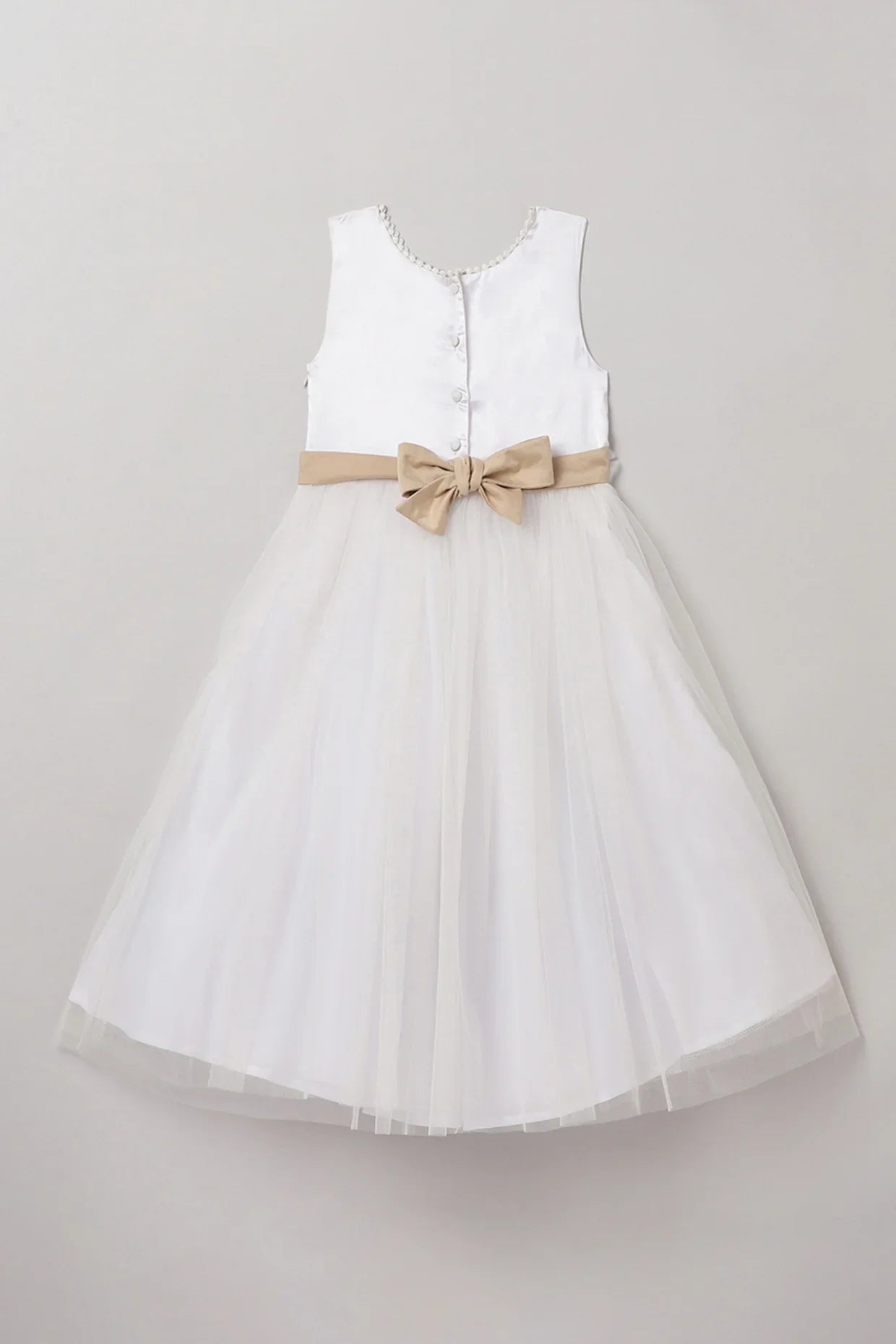 White Satin Party Dress with Pearl Embellishments