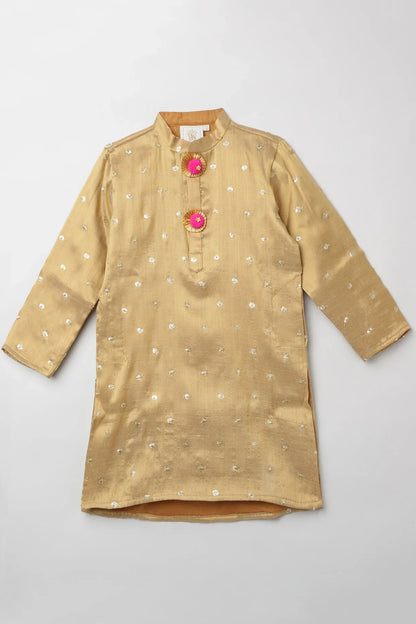 Golden Glow Mirror Work Kurta Set