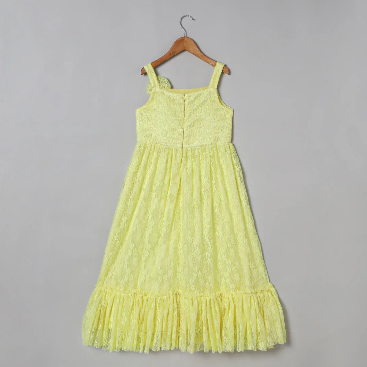 Lime Ruffle Lace Maxi Dress for Girls
