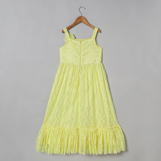 Lime Ruffle Lace Maxi Dress for Girls