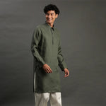 Load image into Gallery viewer, 2Pcs Olive Linen Kurta Set - BYB PREMIUM

