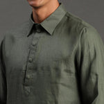 Load image into Gallery viewer, 2Pcs Olive Linen Kurta Set - BYB PREMIUM
