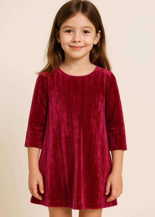 Velvet Charm Fuchsia Flare Dress