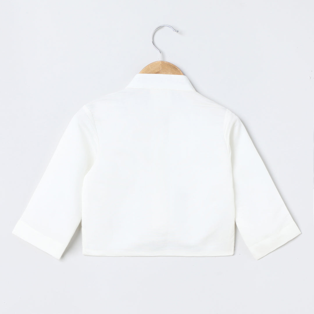 Off-White Kurta Dhoti with Pearl Embroidery