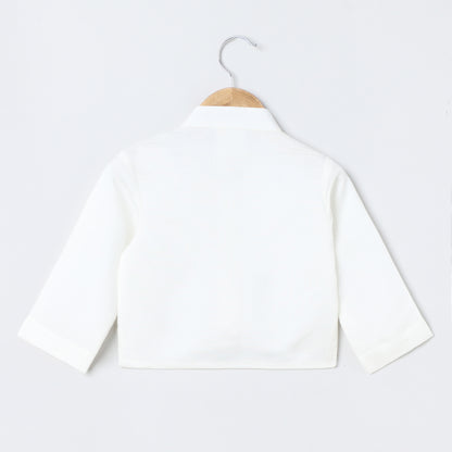 Off-White Kurta Dhoti with Pearl Embroidery