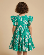 Load image into Gallery viewer, Green Floral Cotton Dress for Girls
