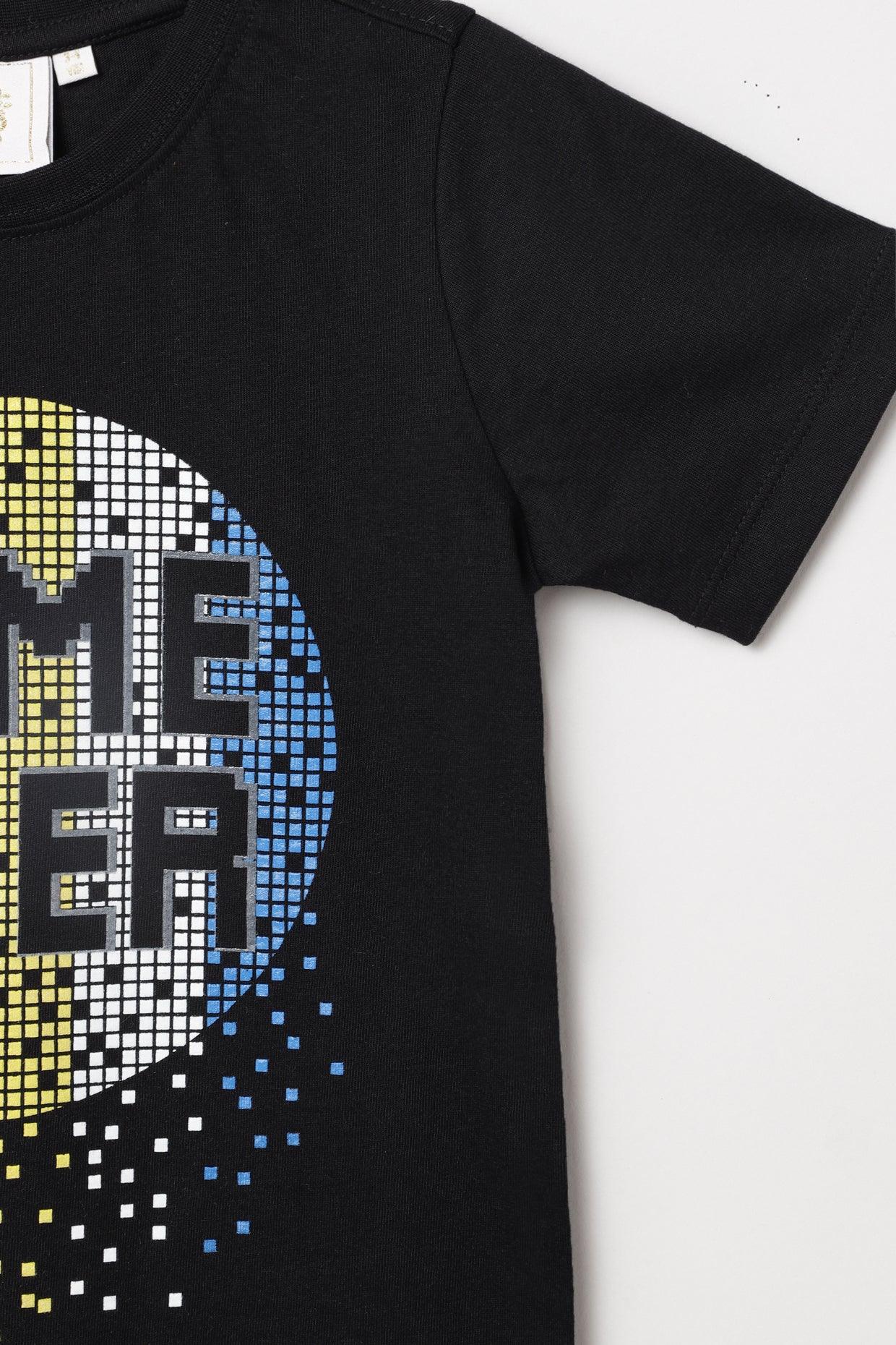 Alluring Luxe  Black gel printed T-shirt