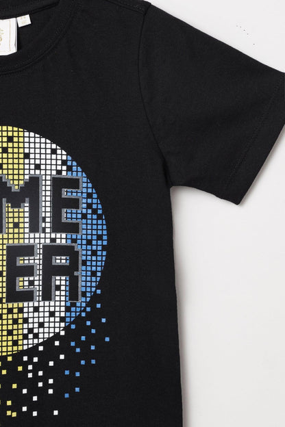 Alluring Luxe  Black gel printed T-shirt