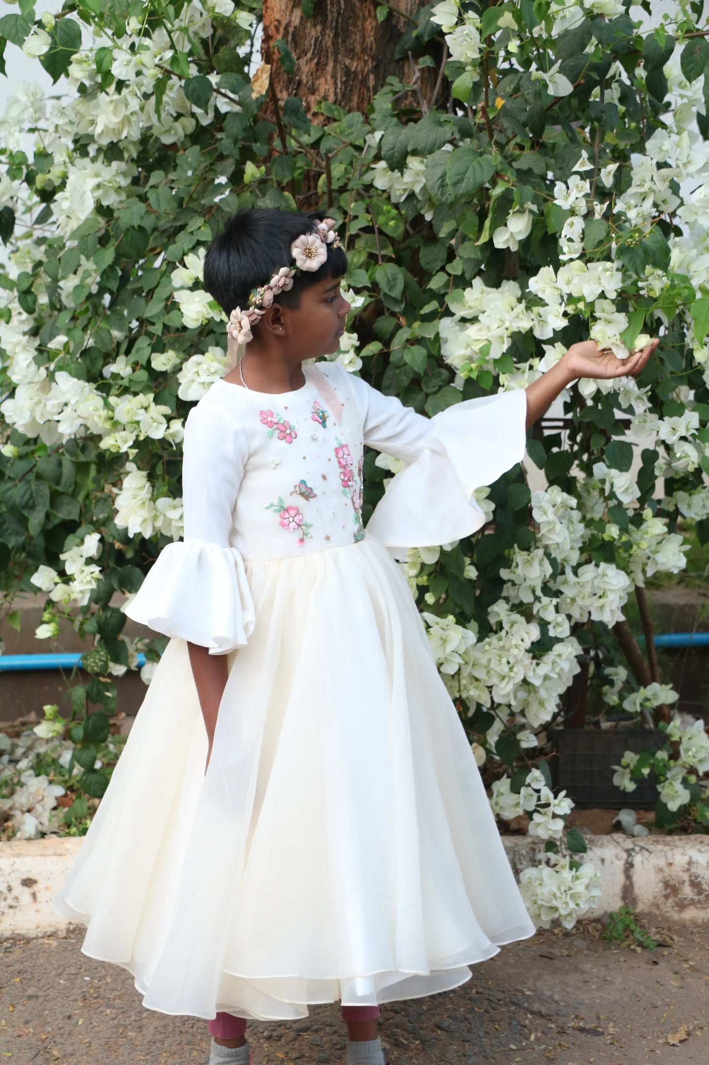 White Organza Gown for Girls