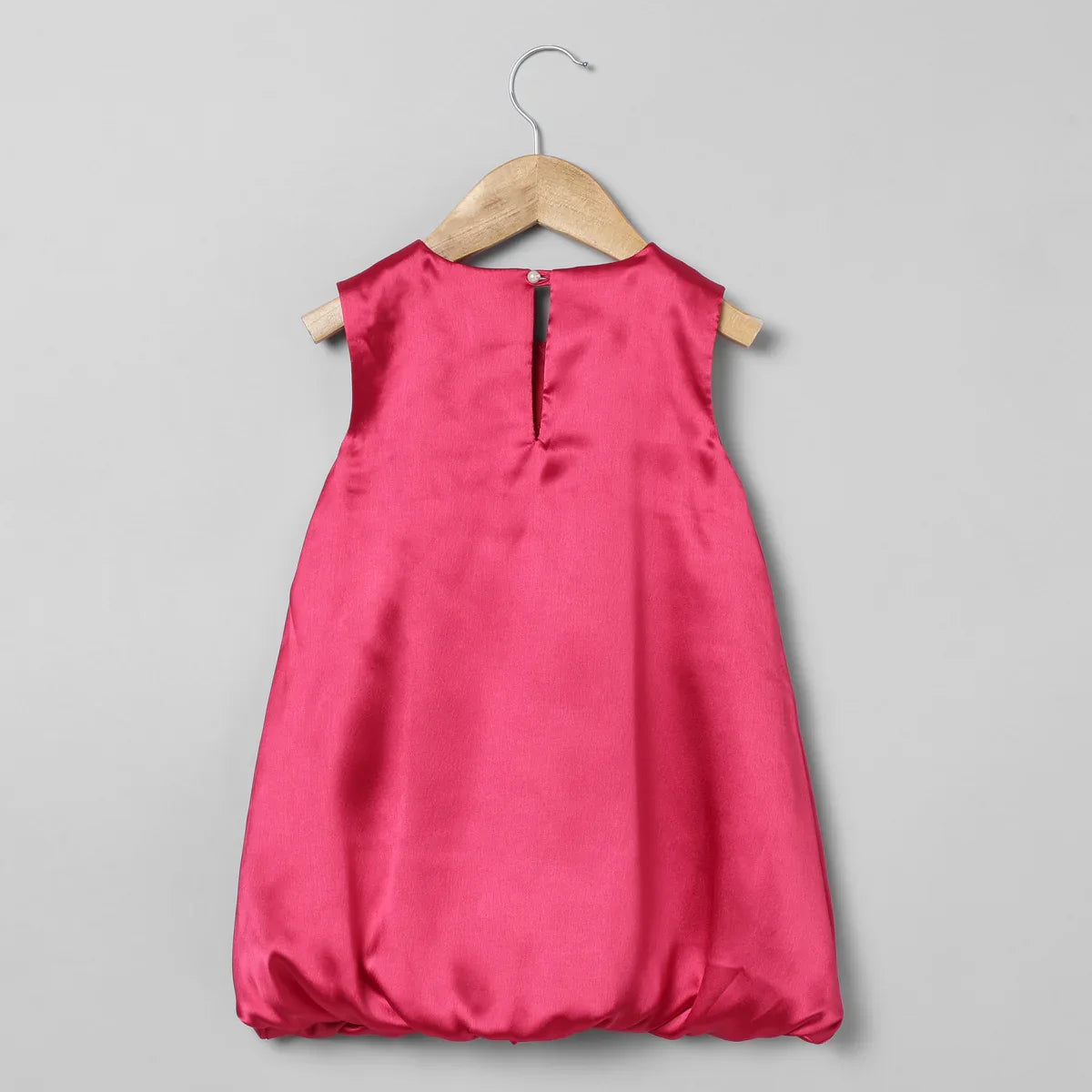 Cherry Red Ballon Dress With Green Fur Jacket