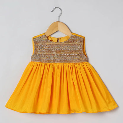 Yellow Zari Work Top & Pant Set