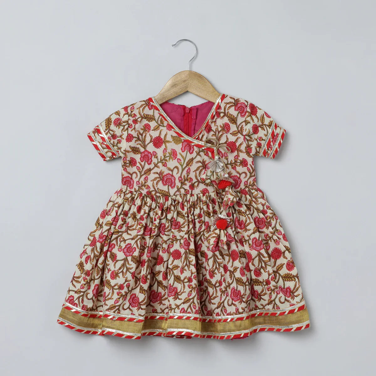 Multicolor Jaipur Floral Printed Kurti Sharara Set for Girls