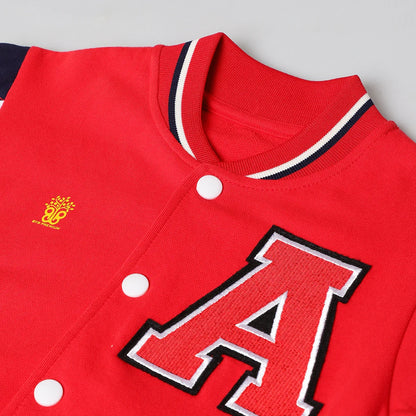 Varsity Vibes Cotton Bomber Jacket – Red