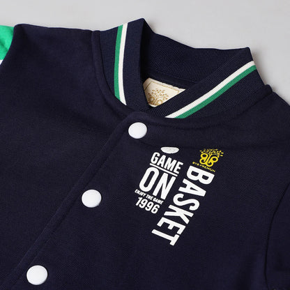 Game On Varsity Cotton Bomber Jacket – Navy Blue