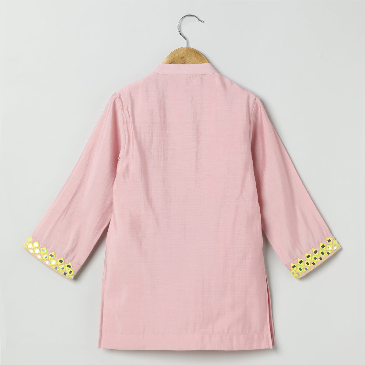 Dusty pink chanderi silk  kurta with pyjama set