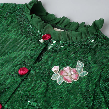 Emerald Green Sequin Party Jacket for Girls