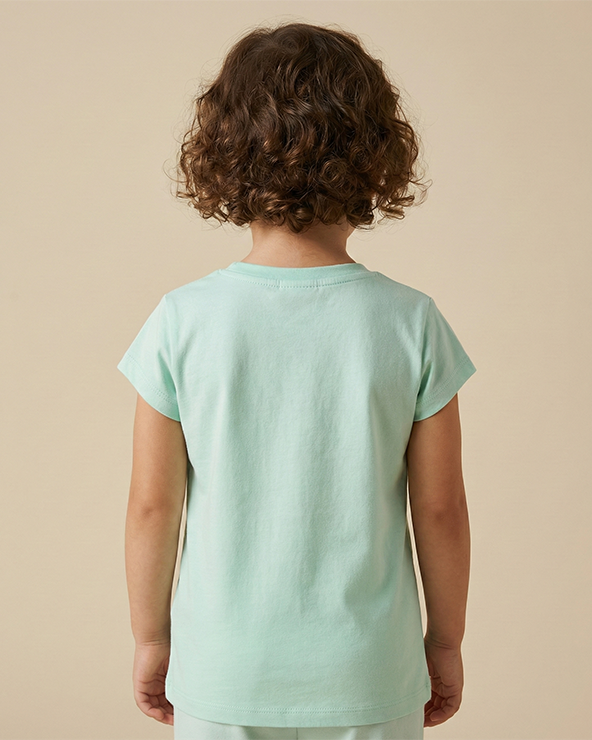 Fresh Teal Cotton T-Shirt for Girls
