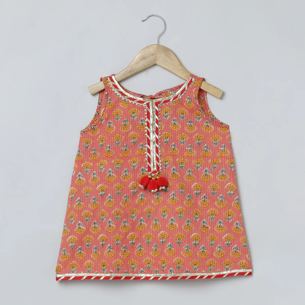 Light Orange, Red & Yellow Ethnic Set for Girls