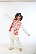 Load image into Gallery viewer, 3Pcs White Linen Kurta Set with Waistcoat - BYB PREMIUM
