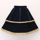 Girls Navy Blue Velvet Lehenga Set with Zardozi Hand Embroidery