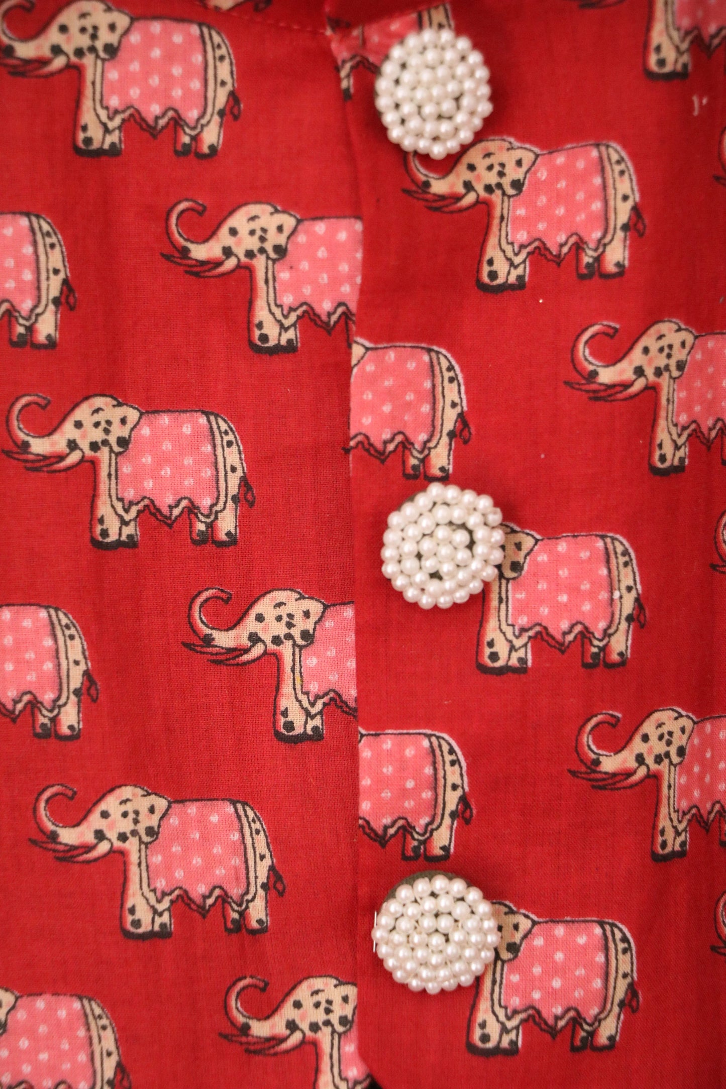 Dark Green & Red Jaipuri Ethnic Set for Boys